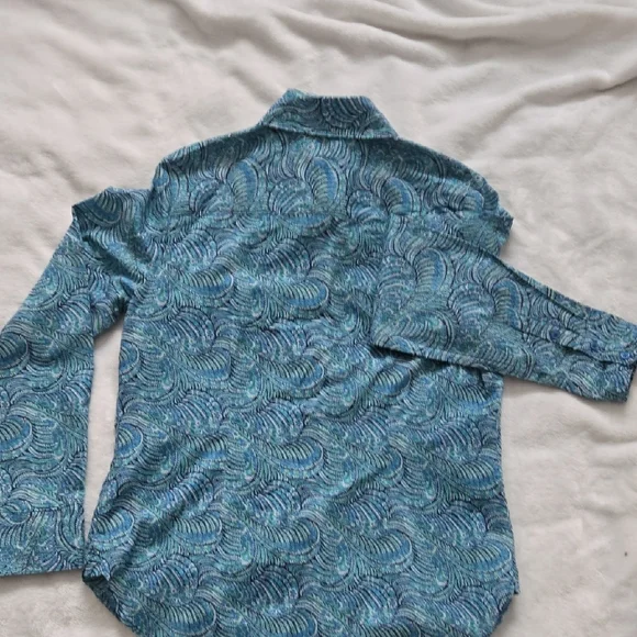 Liberty Women's Blue, Teal, and Black Swirl Shirt - Picture 3 of 7